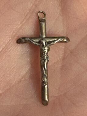 Vintage Sterling Silver Crucifix Pendant Catholic Cross Charm Or Pendant